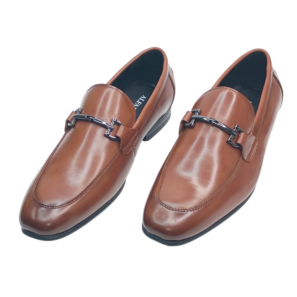 Alfani Otis Bit Loafer Men‎ Size 8.5 M Brown Faux Leather Dress Shoes